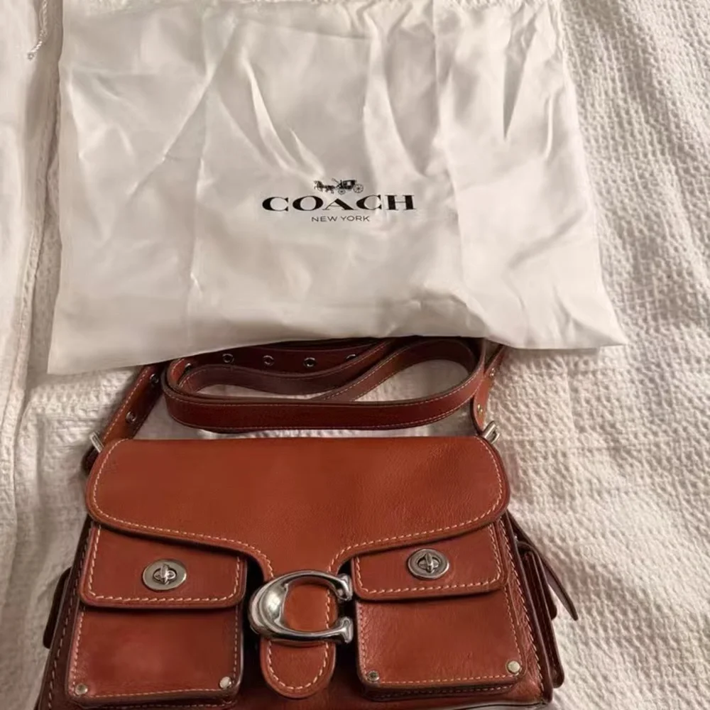 Leather Crossbody Satchel in Cognac Brown - Picture 2 of 8